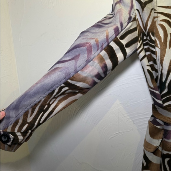 Alberto Makali size 8 purple animal print trench coat - Picture 7 of 8